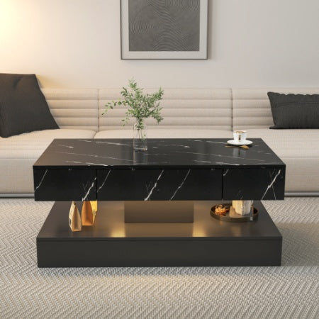 Modern Living Room Coffee Table with Built-In LED Lights