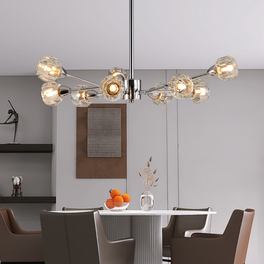 Modern Crystal Chandelier – 9-Light Chrome Ceiling Fixture