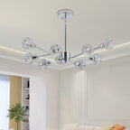 Modern Crystal Chandelier – 9-Light Chrome Ceiling Fixture