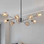 Modern Crystal Chandelier – 9-Light Chrome Ceiling Fixture