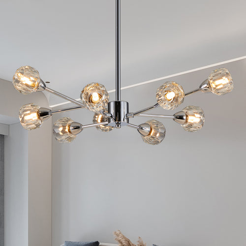 Modern Crystal Chandelier – 9-Light Chrome Ceiling Fixture