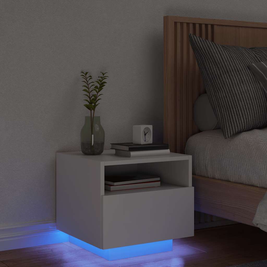 Modern LED Bedside Table with Storage – 40cm Nightstand