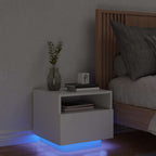 Modern LED Bedside Table with Storage – 40cm Nightstand