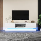 Modern High Gloss TV Stand with RGB LED Lights – White Entertainment Unit
