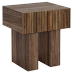 Wooden Bedside Table with Drawer & Open Storage