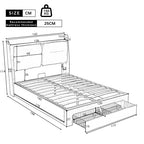 Premium Double Bed with LED Lights & Storage – Beige Velvet Finish