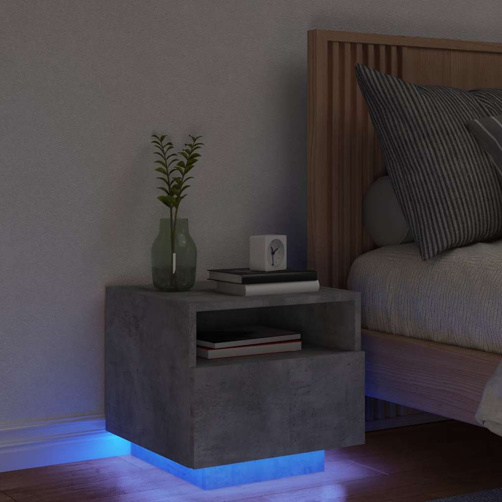 Modern LED Bedside Table with Storage – 40cm Nightstand