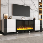 Luxury Fireplace TV Stand with Cabinets for TVs Up to 78” – White