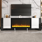 Luxury Fireplace TV Stand with Cabinets for TVs Up to 78” – White
