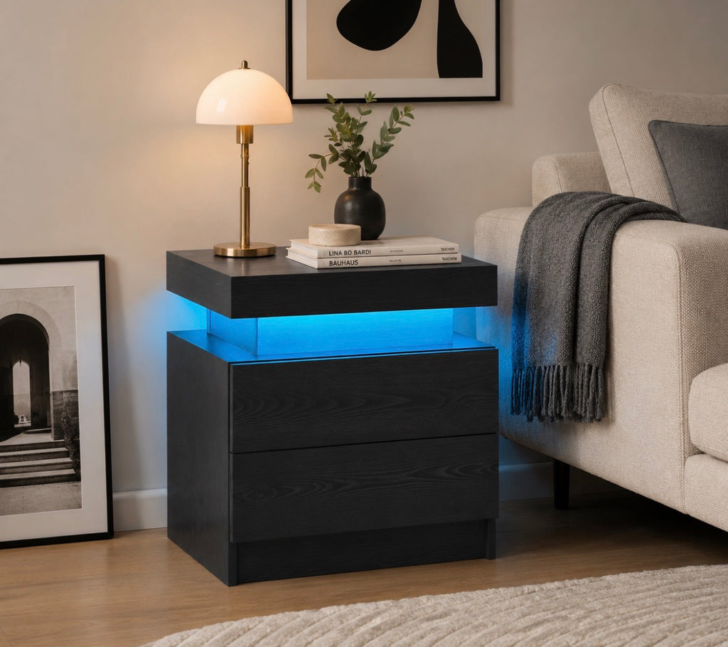 Modern Nightstand LED Bedside Table