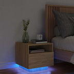 Modern LED Bedside Table with Storage – 40cm Nightstand