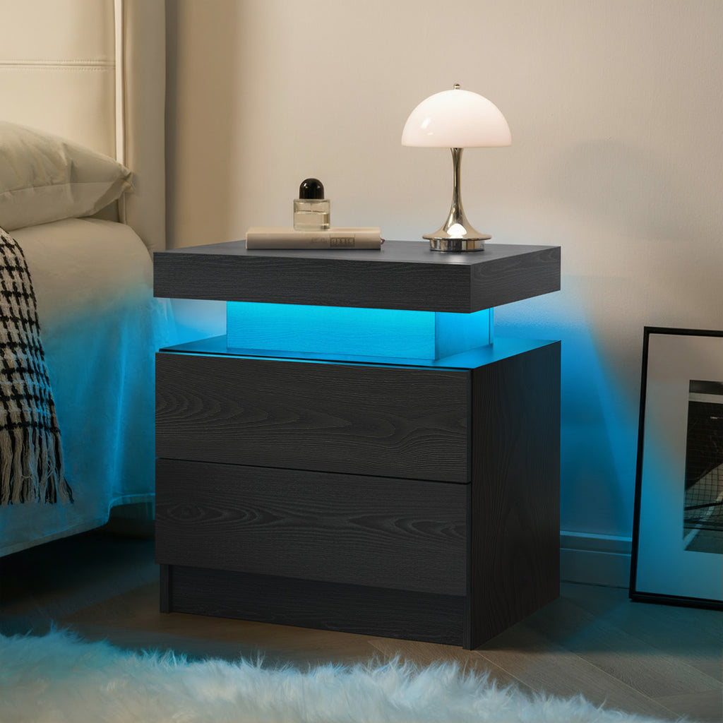 Modern Nightstand LED Bedside Table