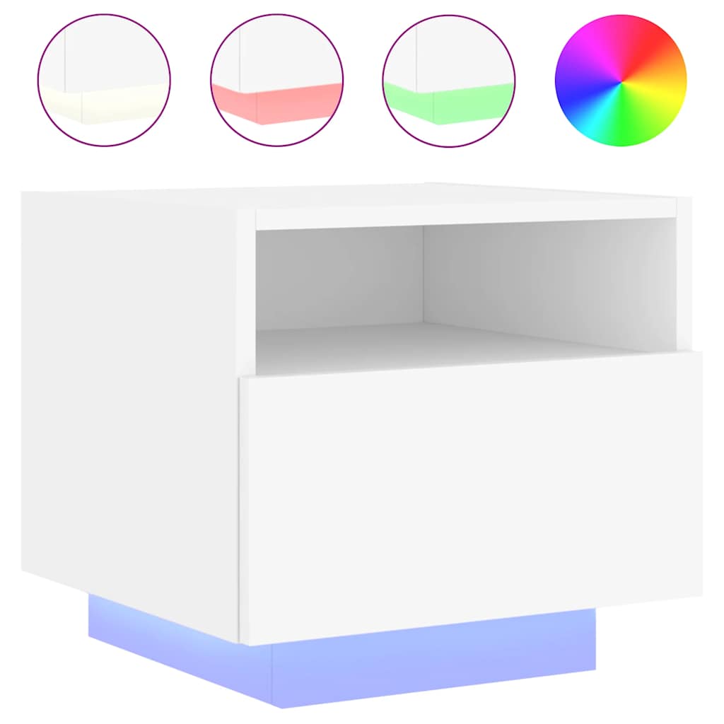 Modern LED Bedside Table with Storage – 40cm Nightstand