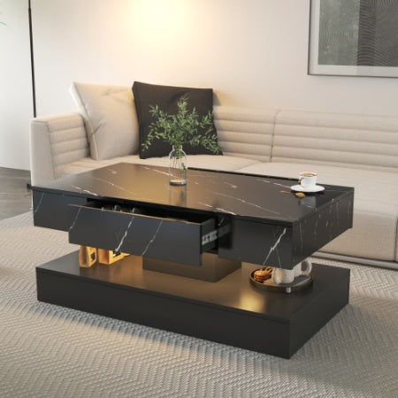 Modern Living Room Coffee Table with Built-In LED Lights
