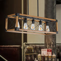 Walnut Rectangle Pendant Light — 5-Light Chandelier